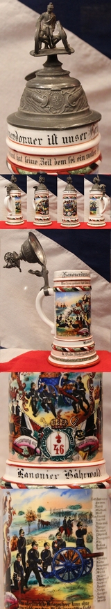 A Very Attractive Pre WW1 German Military Beer Stein of the 46th Artillery