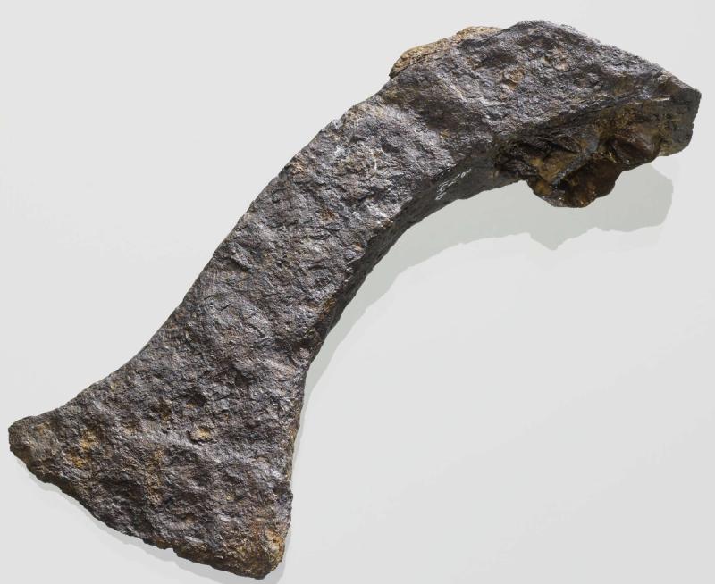 An Ancient Roman Eastern Empire Battle Axe, 4th Cent. & Through The 1st Millenia A.D. An Amazing, Original, Collectors Item From the Ancient Roman Empire of Constantine The Great. A Throwing Axe Often Classified as The Arch Shaped Axe, The Francisca