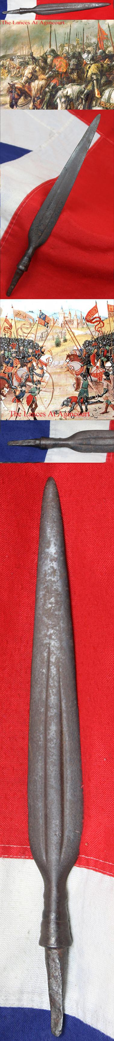 A Superb, Original, 15th Century Tanged Lance Head From the Battle  Of Agincourt of 1415 . Acquired in the 1820's at a ‘Grand Tour’ Battle Site