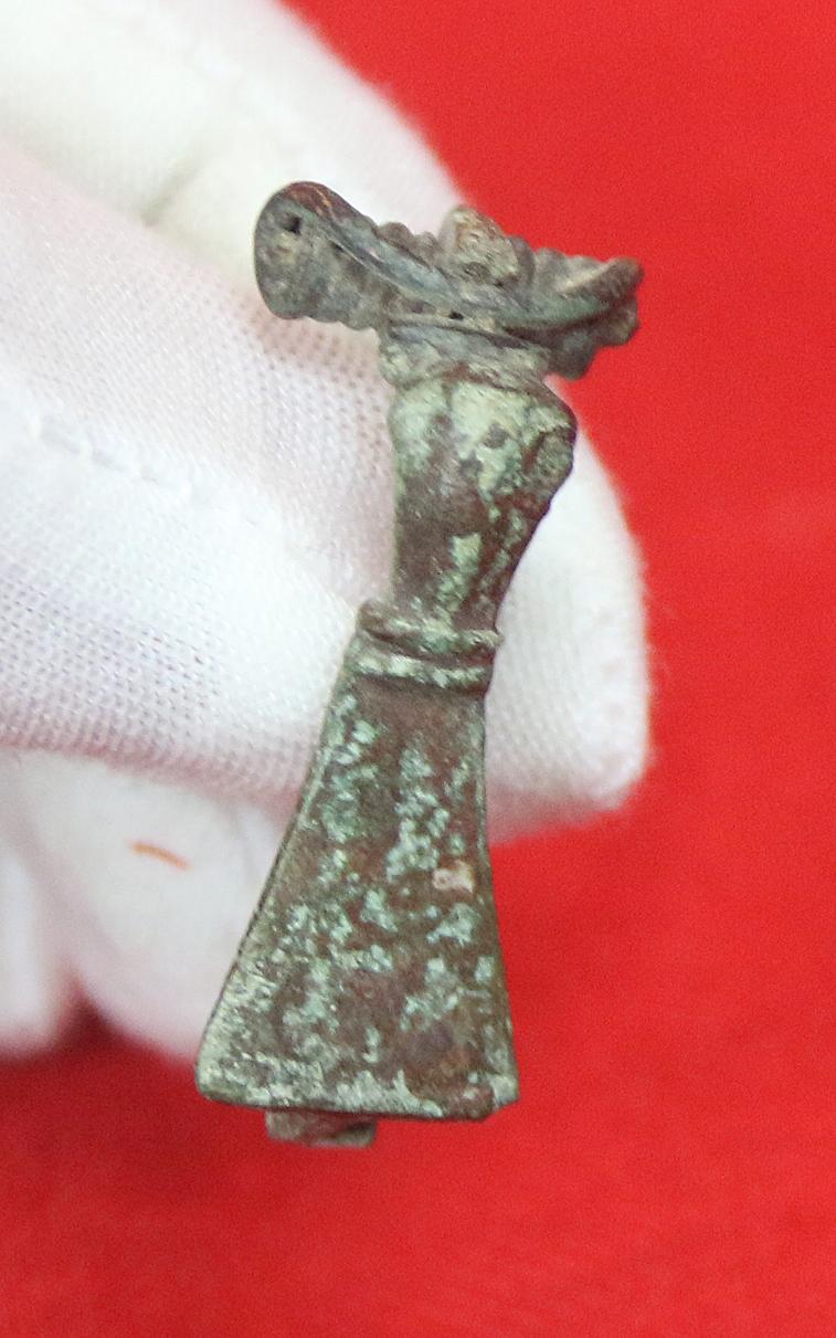 Original Ancient Roman ‘Cross-bow” Fibula Bronze Toga {Paludamentum} Cloak Pin, Military Officer Issue, Fine Piece For Higher Ranking Figures, Such As a Centurion or Tribune, a Bow Fibula with a Spring Hinge, c. Early Imperial - Beginning 2nd Century
