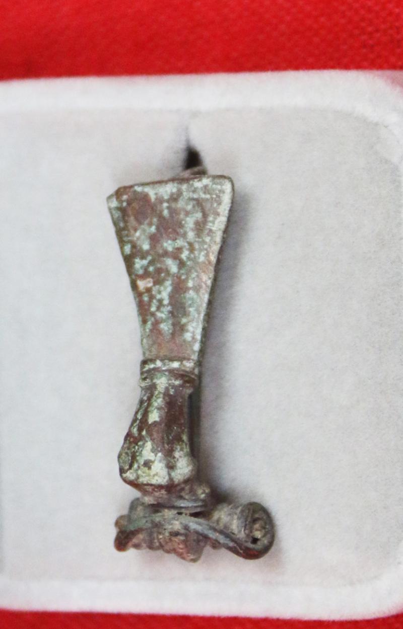 Original Ancient Roman ‘Cross-bow” Fibula Bronze Toga {Paludamentum} Cloak Pin, Military Officer Issue, Fine Piece For Higher Ranking Figures, Such As a Centurion or Tribune, a Bow Fibula with a Spring Hinge, c. Early Imperial - Beginning 2nd Century