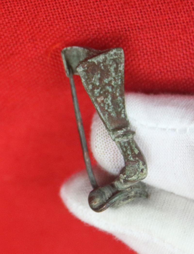 Original Ancient Roman ‘Cross-bow” Fibula Bronze Toga {Paludamentum} Cloak Pin, Military Officer Issue, Fine Piece For Higher Ranking Figures, Such As a Centurion or Tribune, a Bow Fibula with a Spring Hinge, c. Early Imperial - Beginning 2nd Century