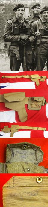 A Scarce Original WW2 British '37 Pattern Commando Officer's 9mm Browning Hi-power Holster, Ammunition Pouch & Waistbelt 1942/3 in Excellent Plus Condition