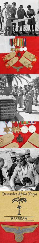 A 1st Army Intelligence Corps HQ General Staff Officer Medal Group of the British Army 'Desert Rats', With His Slip On Eppaulettes and Cap Badge