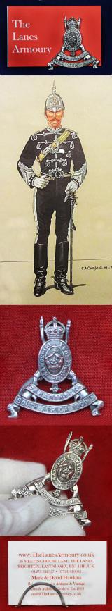 A Most Scarce Edwardian Hampshire Yeomanry Carabiniers Regimental Silver Place Badge With 'Battle Honour' Scroll, South Africa 1900-1901