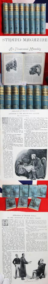 A Beautiful and Rare Set Of The Original 8 Book Bindings, 'The Strand Magazine', That Famously Contains the First Bound Volumes of Sherlock Holmes Adventures