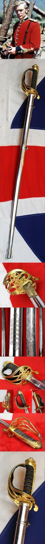 Very Fine & Beautiful, Victorian, ‘Scottish’ Officer's Sword  of Presentation Grade, 29th Lanarkshire Regt. Volunteers. Presented By His Company to Captain Hincksman in 1875.Identical to The Sword Used by Lt Bromhead at Rorke's Drift