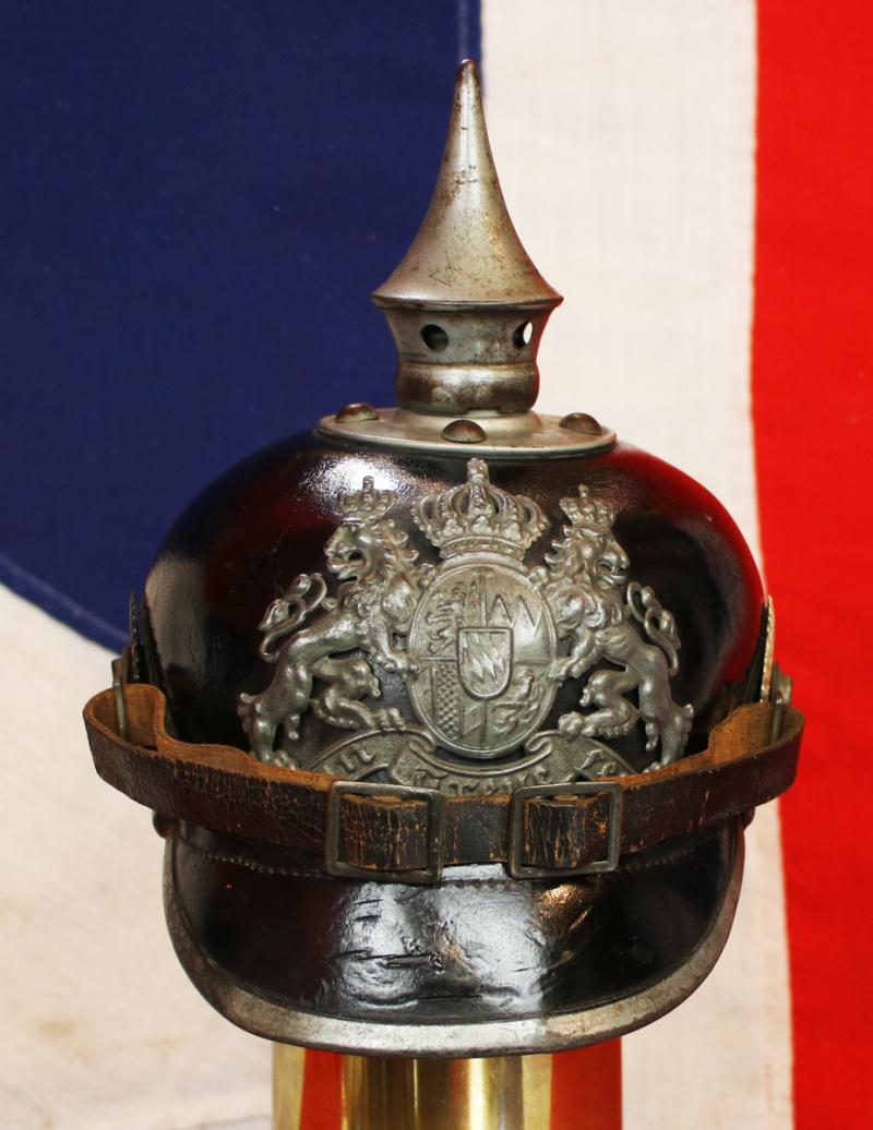 WW1 Early War Issue Imperial German Bavarian Infantry 'Mannschaften' Pickelhaube Helmet