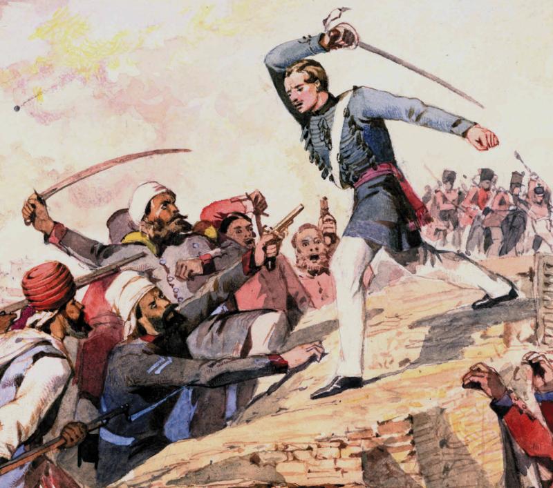 A most Historical 17th-18th Century Indian Hodson's Horse Sikh Long Khanda Sword From the Siege and Relief Of Lucknow. Battle Trophies of an Irish Captain Of the 32nd Foot, Capt. H.G.Browne From a Collection Swords From the Siege and Relief Of Lucknow.