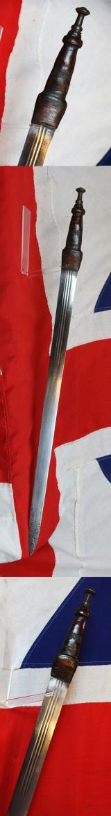An Antique, 19th Century Long & Straight Sword of A Mandinka Warrior, West African, Very Long Fluted Broadsword Blade With Leather Covered Baluster Hilt, .