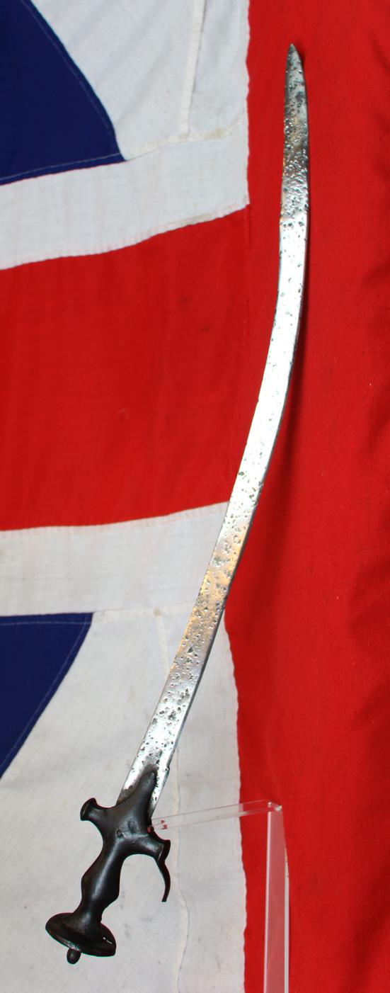An Historical 16th-17th Century Indian Tulwar Sword From the Siege and Relief Of Lucknow. Battle Trophies of an Irish Captain Of the 32nd Foot, Capt. H.G.Browne From a Collection Swords From The Battles & Defence. Its Knuckle Bow Blasted By Cannon Fire