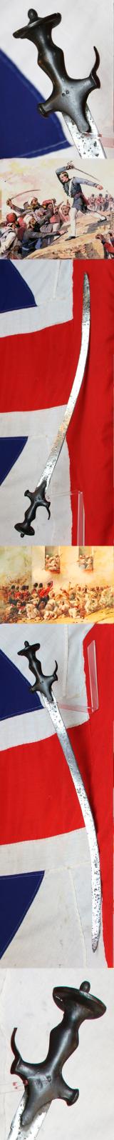 An Historical 16th-17th Century Indian Tulwar Sword From the Siege and Relief Of Lucknow. Battle Trophies of an Irish Captain Of the 32nd Foot, Capt. H.G.Browne From a Collection Swords From The Battles & Defence. Its Knuckle Bow Blasted By Cannon Fire