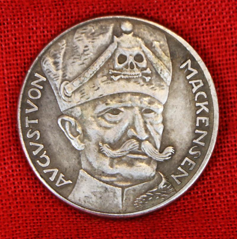 Silver WW1 1915 German Christmas Medal, By Karl Goetz - August von Mackensen - {AKA The Last Hussar} Christmas on the Battlefield