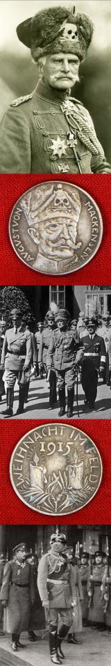 Silver WW1 1915 German Christmas Medal, By Karl Goetz - August von Mackensen - {AKA The Last Hussar} Christmas on the Battlefield