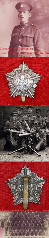 An Original and Superb Example of A Very Scarce WW1 Guards Machine Gun Regiment Cap Badge Of Sapper Mumby RE
