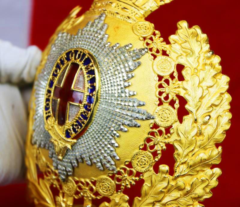 A Stunning British Royal Horseguards, Blues and Royals and Lifeguards Officer's Mint Condition Helmet Plate in Enamel and Fire Gilt One of The Most Beautiful Helmet Plates Ever Designed and Worn