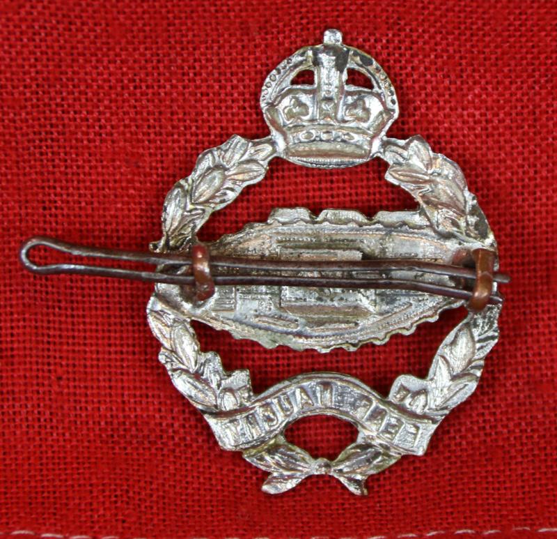 Genuine WW2 Royal Tank Regiment Cap Badge. Formerly of Sapper Mumby R.E.