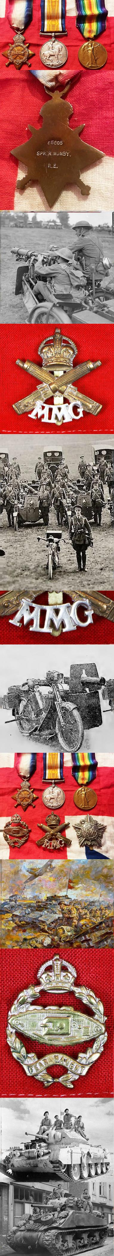 Trio of WW1 Service Medals of Sapper Mumby Royal Engineers. He Was Attached to Machine Gun Regiments, And We Also Have His Badges as Well. All Offered For Sale Seperately