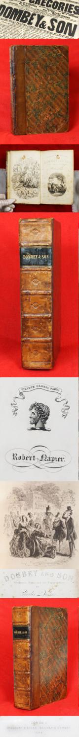 Charles Dickens Ist Edition Of Dombey & Son From the Shandon Collection of Robert Napier Half Bound With Marble Leaves. With Illustrations by Hablot Knight Browne