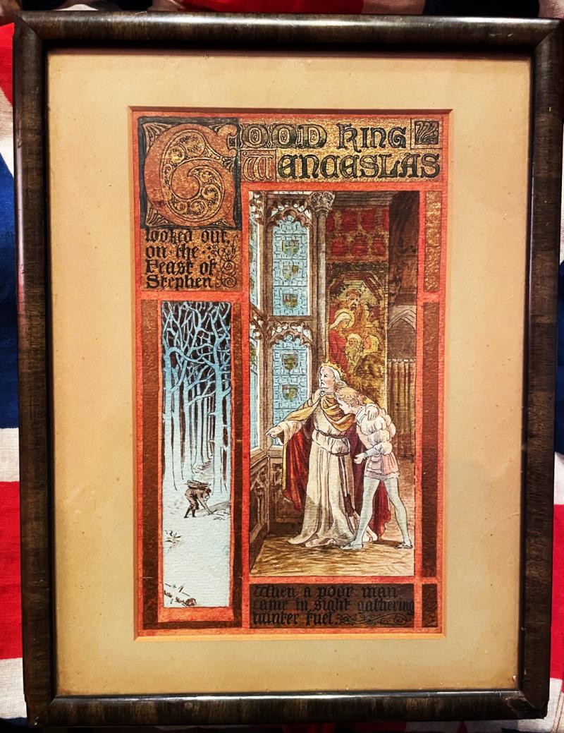 A Simply Stunning & Unique 'Good King Wenceslas' Art Nouveau Original Illuminated Calligrafic Manuscript Watercolour, From The Golden Age of illustration, By Arthur B Packham. In The Manner Of Alberto Sangorsky. Calligrapher and Illuminator for Riviere
