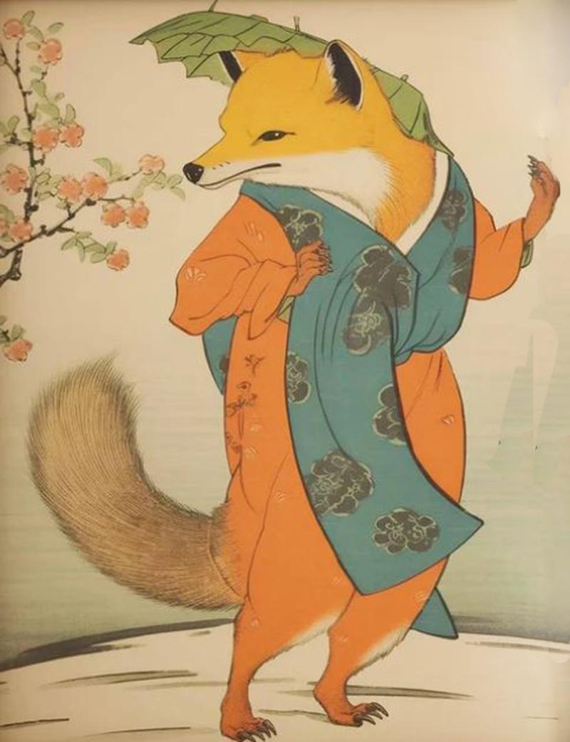 A Superb Edo Period Umetada Tsuba Signed Yamashiro kuni ju Umetada Shigenari, From the Umetada Line Of Tsuba Makers of Yamashiro. Of A Carved Takebori Kitsune {Fox} Going To The Kitsune no Yomeiri {The Foxe's Wedding}