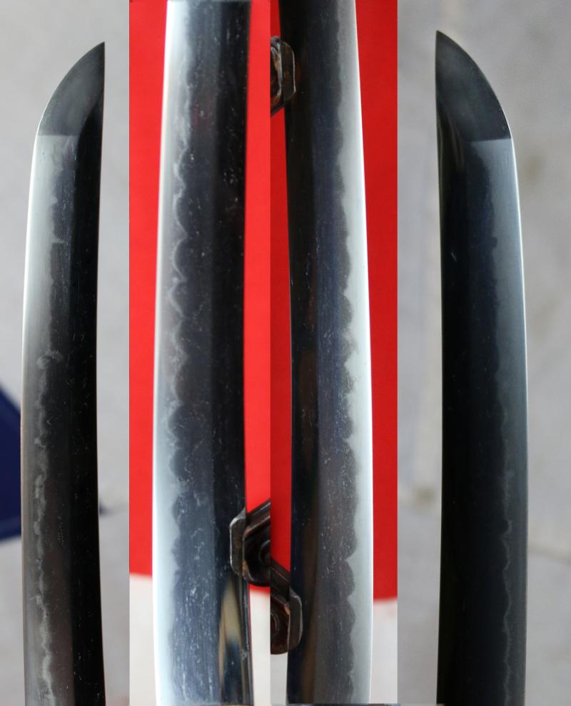 Beautiful Koto Wakazashi, 16th Century, Soten School Fuchgashira, Goto Shishi Lion Dog Kozuka, Silver Urushi Aoi Leaf Lacquer Decor Saya, Hira-zogan Tetsu Shinto Tsuba Inlaid With Kinko Weeping Willow