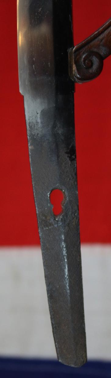 Beautiful Koto Wakazashi, 16th Century, Soten School Fuchgashira, Goto Shishi Lion Dog Kozuka, Silver Urushi Aoi Leaf Lacquer Decor Saya, Hira-zogan Tetsu Shinto Tsuba Inlaid With Kinko Weeping Willow