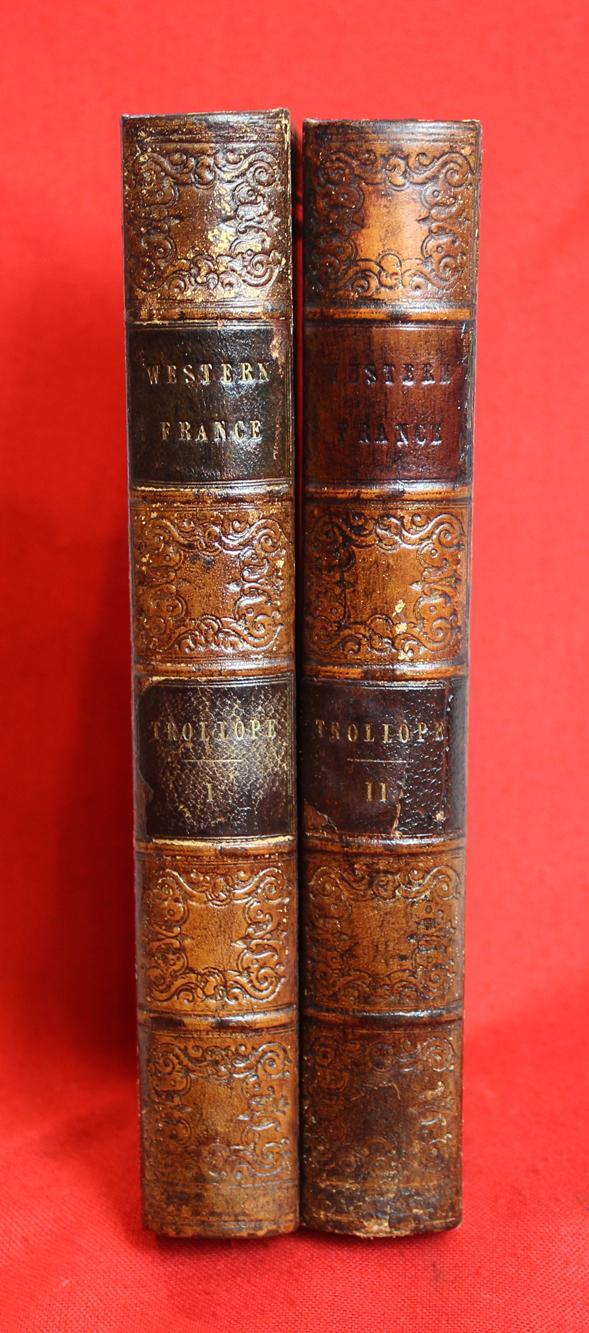 Trollope 1st Edition Summer in Western France, 1st edition, 2 vols, 1841 Beautifully Fully Bound in Fine Calf with Gilt Decoration 10 Etched Plates by A. Hervieu, Presented to Colonel Lord Brownlow Thomas Montagu Cecil {Colonel of the Scots Guards}