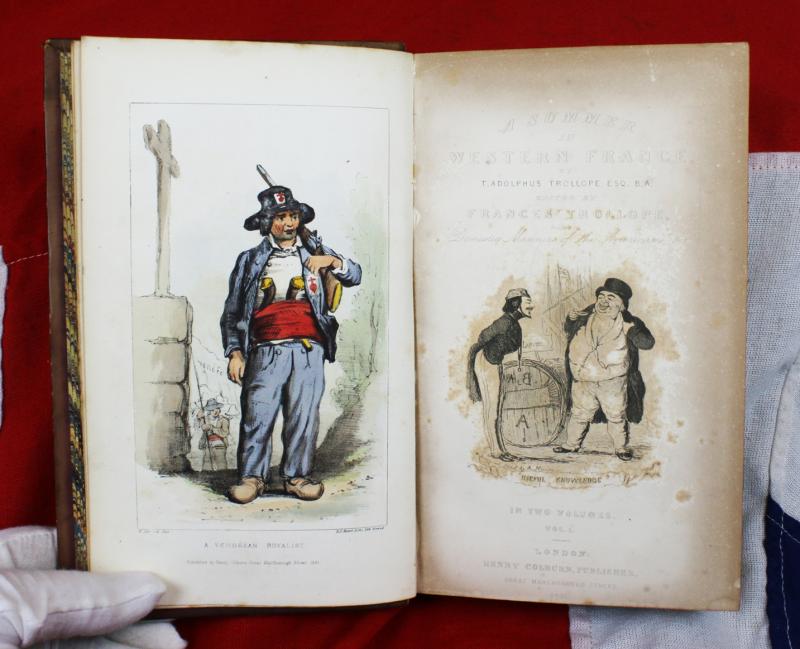 Trollope 1st Edition Summer in Western France, 1st edition, 2 vols, 1841 Beautifully Fully Bound in Fine Calf with Gilt Decoration 10 Etched Plates by A. Hervieu, Presented to Colonel Lord Brownlow Thomas Montagu Cecil {Colonel of the Scots Guards}
