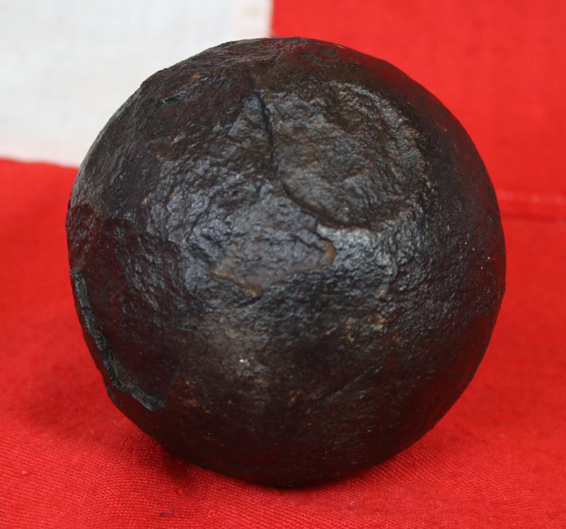 A Superb Original Waterloo Recovered Souvenir '6 Pounder ' Royal Artillery Cannon Ball Fired at La Haye Sainte During The Battle, Recovered Around 200 Yards From The Farm