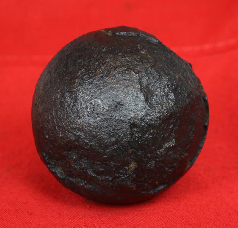 A Superb Original Waterloo Recovered Souvenir '6 Pounder ' Royal Artillery Cannon Ball Fired at La Haye Sainte During The Battle, Recovered Around 200 Yards From The Farm