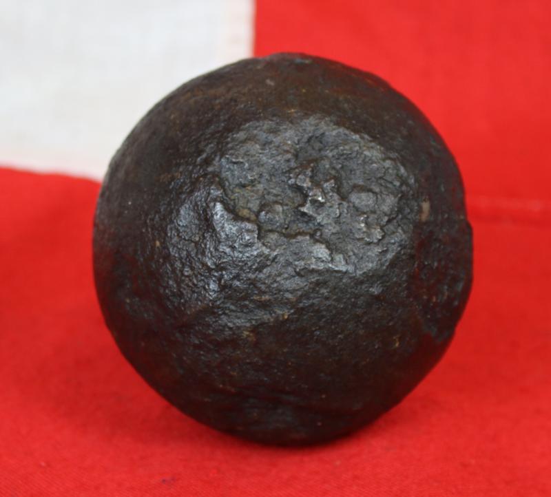 A Superb Original Waterloo Recovered Souvenir '6 Pounder ' Royal Artillery Cannon Ball Fired at La Haye Sainte During The Battle, Recovered Around 200 Yards From The Farm