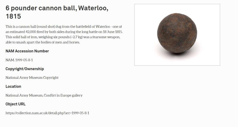 A Superb Original Waterloo Recovered Souvenir '6 Pounder ' Royal Artillery Cannon Ball Fired at La Haye Sainte During The Battle, Recovered Around 200 Yards From The Farm