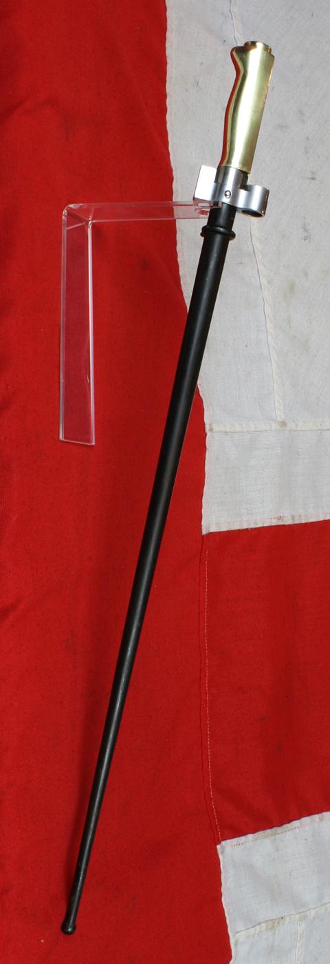 A Superb 19th-20th Century French M1886/93/16 Pattern Lebel Rifle Epee Sword Bayonet. WW1 French Foreign Legion Issue, Without Quillon Pattern. With Frog Hook Scabbard