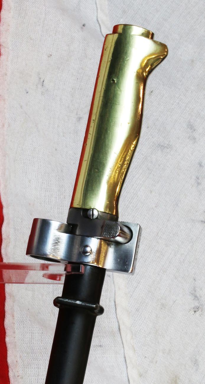 A Superb 19th-20th Century French M1886/93/16 Pattern Lebel Rifle Epee Sword Bayonet. WW1 French Foreign Legion Issue, Without Quillon Pattern. With Frog Hook Scabbard