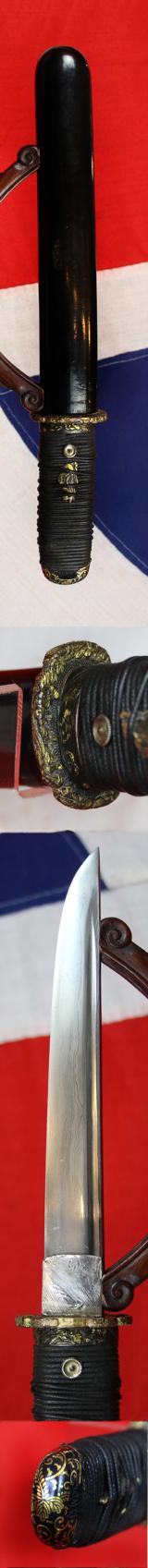 A Most Attractive Chinese Duǎn Dāo (短刀) Dagger With Gold Inlaid Fittings And Mounts. An Interesting and Beautiful Collector's Item From The Last Century.