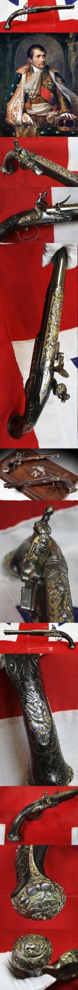 One Of The Finest Quality Museum Grade French Napoleonic  Flintlock Pistols One Will Ever See Outside Of The World Renowned Musee De l’armee Les Invalides Paris. Exactly The Quality As Was Presented By Emperor Napoleon To His Royal Allies & Marshals
