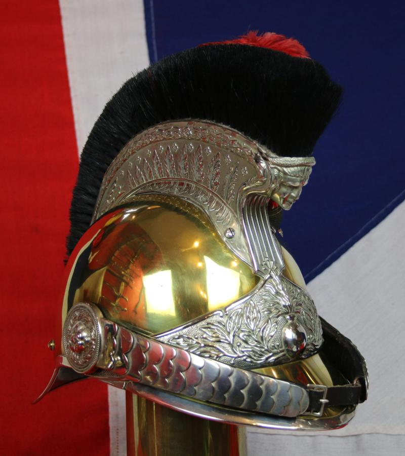 Superb & Stunning Antique French Gendarmerie Cavalry Helmet . Maker Marked, B. Frank, Aubervilliers. This Original Antique French Cavalry Combat and Full Dress Service Helmet Is An Absolute Beauty In As Close To Mint Condition As It Is Possible To Be