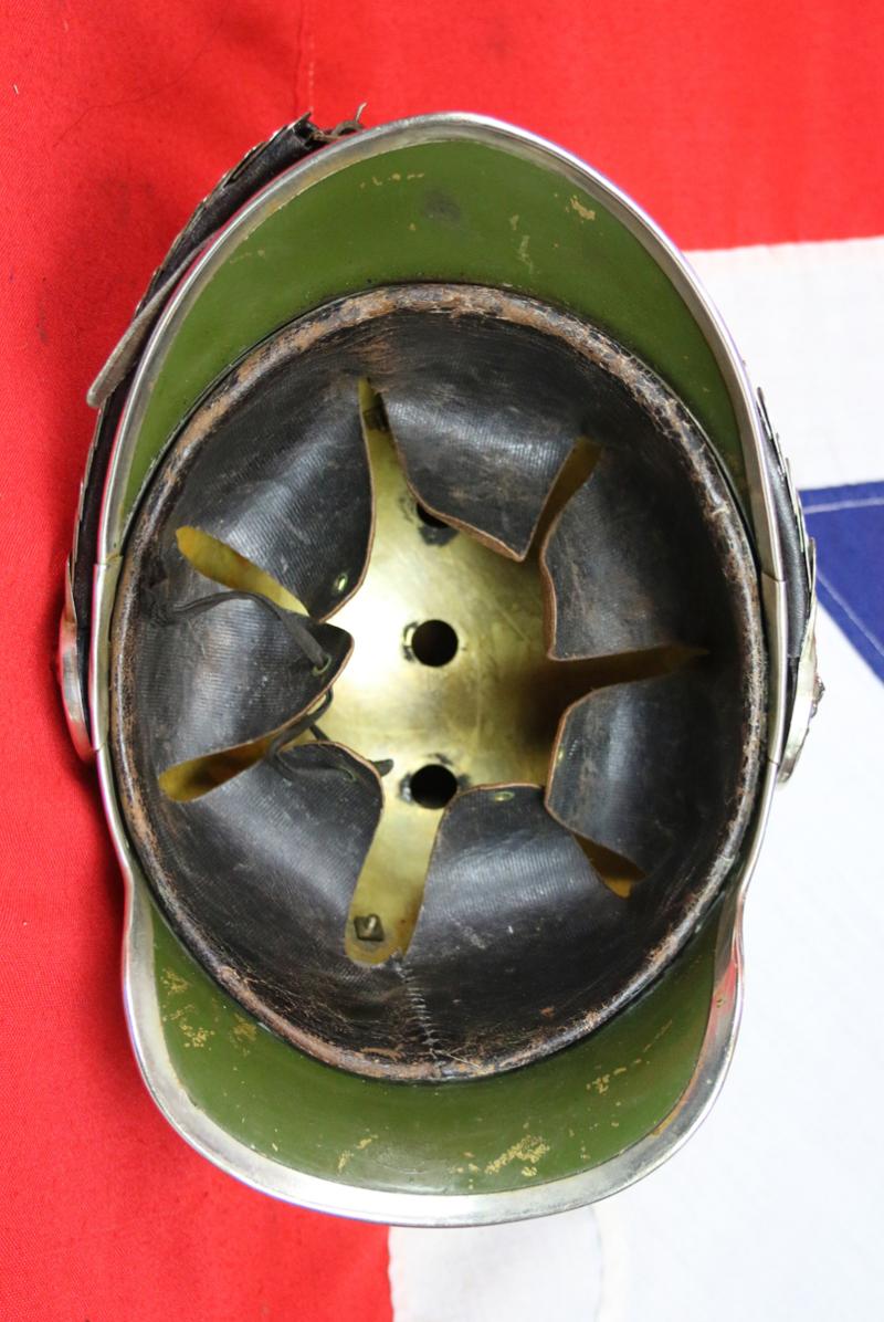 Superb & Stunning Antique French Gendarmerie Cavalry Helmet . Maker Marked, B. Frank, Aubervilliers. This Original Antique French Cavalry Combat and Full Dress Service Helmet Is An Absolute Beauty In As Close To Mint Condition As It Is Possible To Be