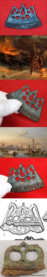 Very Rare Ancient 10th Century Viking Fire-Starter, A 'Drepa Upp Eld '. Viking Riders on Horses & Steel Striking Blade. Used With Amadou Touchwood Fungus {Fomes Fomentarius}. To Make Fire At Sea, Whilst Sailing In a Viking Long Boat