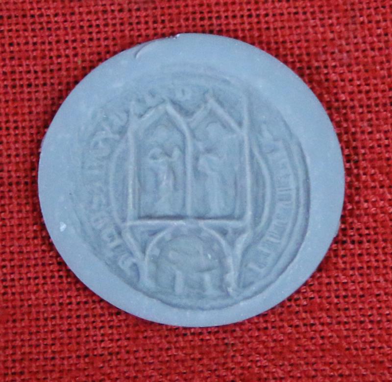 Most Rare and Intriguing, Original 1300's, Medieval Ecclesiastical Personal Bronze Seal Matrix of Two Figures Each in a Lancet Arch, Engraved At The Rim St Philip {the Apostle}. Over 700 Years Old. With Potential Connection to Kirkham Priory, Yorkshire