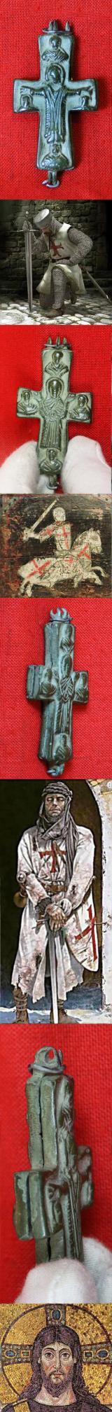 Early Crusades Reliquary, Pectoral, Encolpion Cross. Containing A Shard of The True Cross. Hinged, Neck Cross Of the Ancient Holy Land. Likely Presented to a Warrior Knight Before His Departure for the Crusade, by an Archbishop or The Pope. 1000 Years Old