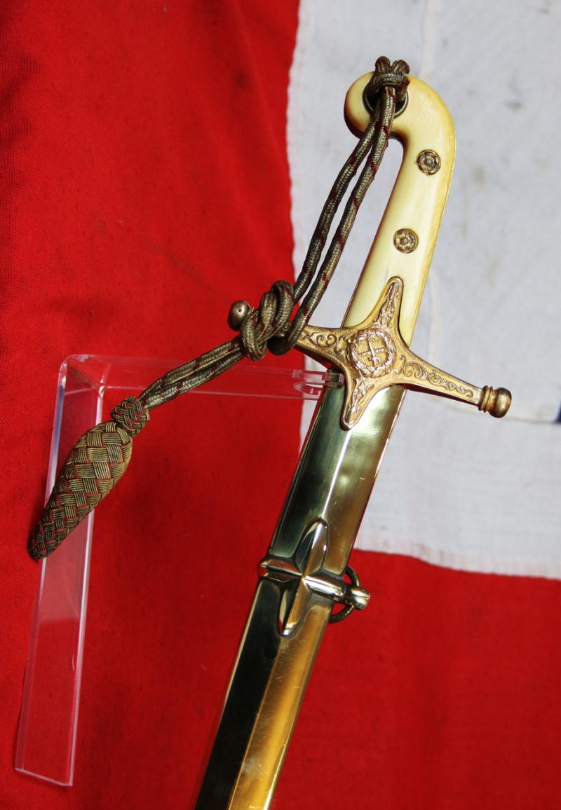 A Victorian, Crimean War, Indian Mutiny & Zulu War Service 1831 Pattern General Officer's Sword Mamaluke With Original Near Mint Mercurial Gilt Hilt & Traditional, Brass Scabbard