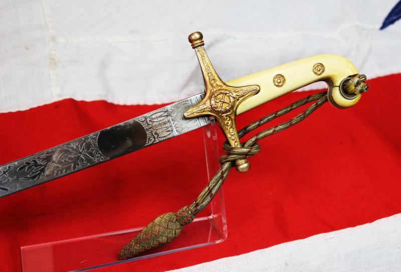 A Victorian, Crimean War, Indian Mutiny & Zulu War Service 1831 Pattern General Officer's Sword Mamaluke With Original Near Mint Mercurial Gilt Hilt & Traditional, Brass Scabbard