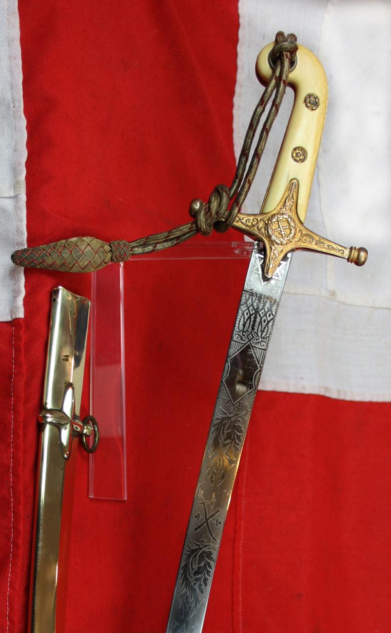 A Victorian, Crimean War, Indian Mutiny & Zulu War Service 1831 Pattern General Officer's Sword Mamaluke With Original Near Mint Mercurial Gilt Hilt & Traditional, Brass Scabbard