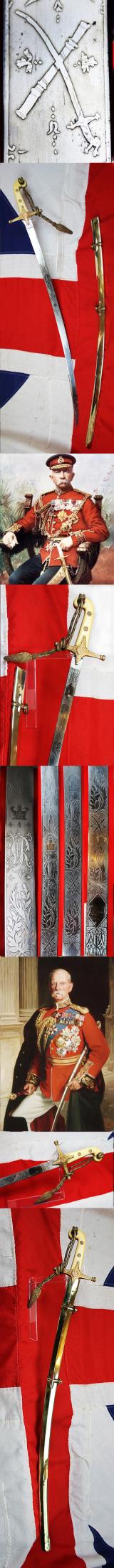 A Victorian, Crimean War, Indian Mutiny & Zulu War Service 1831 Pattern General Officer's Sword Mamaluke With Original Near Mint Mercurial Gilt Hilt & Traditional, Brass Scabbard