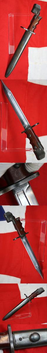 A Near Mint Condition Ordnance Issue British Army No7 Mk1 Bayonet by Elkington & Co Ltd of Birmingham. Designed and Made From 1944 For The No4 Enfield and Sten MkV Sub Machine Gun