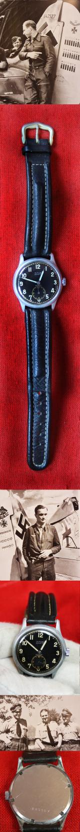 A Superb and Iconic WW2 German Luftwaffe Officer's 'Black Face'  Watch By Titus, Geneva, {Switzerland} Incabloc. A Superb Original Artefact of WW2 German Aeronautical Warfare History