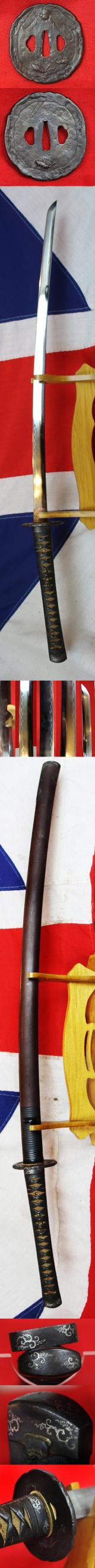 A Stunning Ancient Koto Museum Grade Long Katana,  Circa 1480's Around 550 Years Old, all Original Edo Fittings, Entomological Kachimushi Tsuba and Suzumebachi Menuki