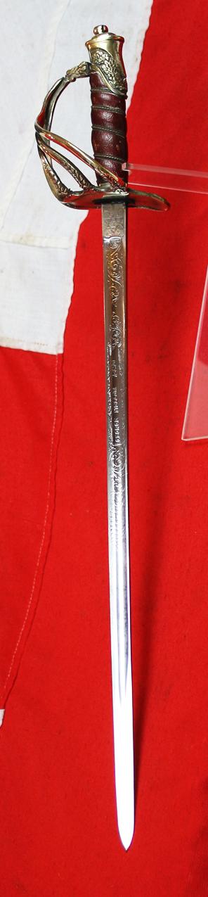 A Most Interesting & Rare, Antique, 19th Century, American Presentation Boy's Sword. Presented to George Mellor in 1890. Made to The Standard Fully Functional Sword Specification Grade and Quality of an Adult's Sword At The Time